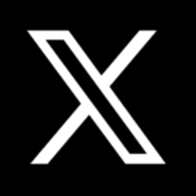 White stylized X logo on black background